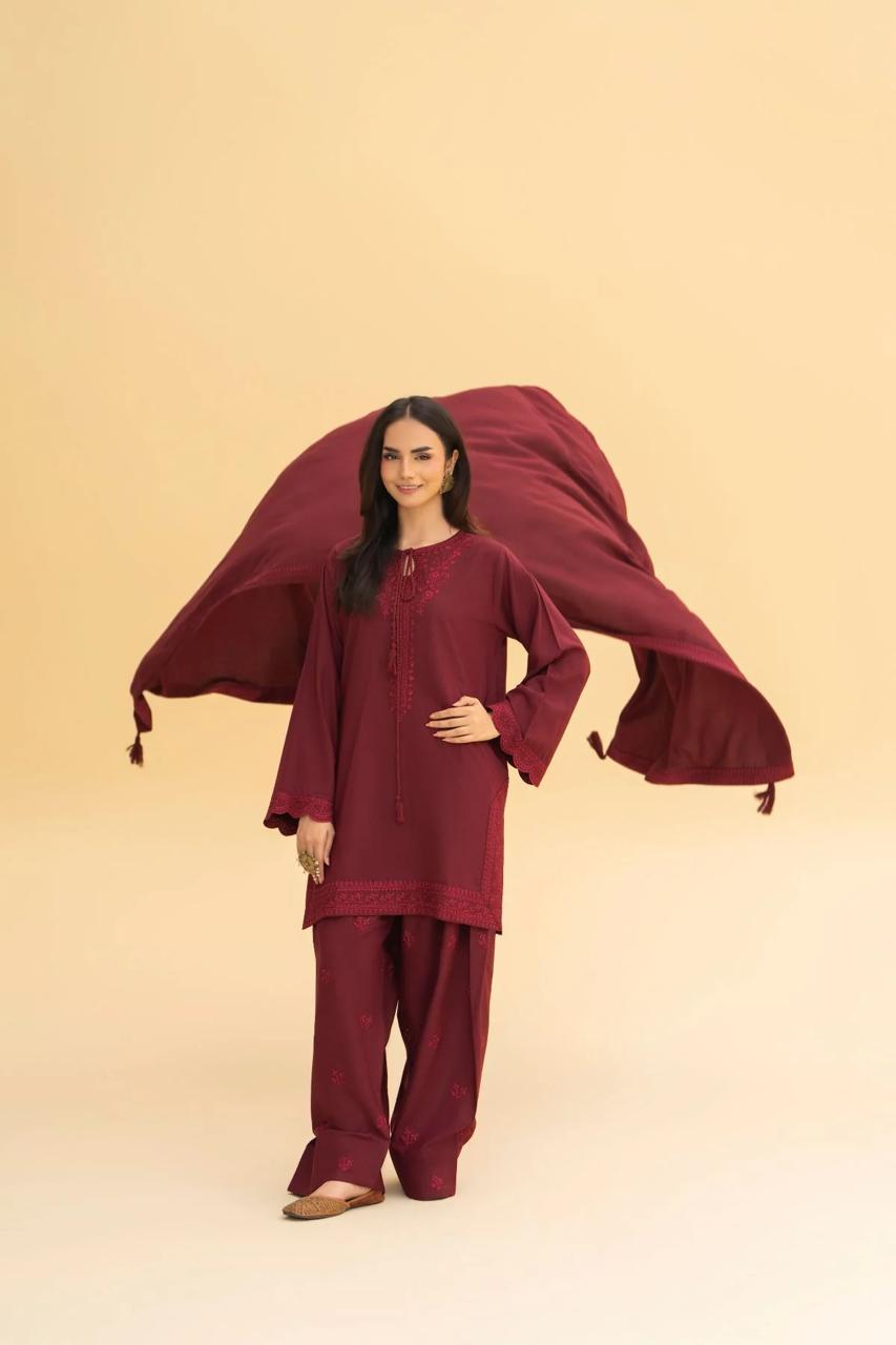 MEHERZA 3PC WITH SHAWAL ( FARSHI SHALWAR )