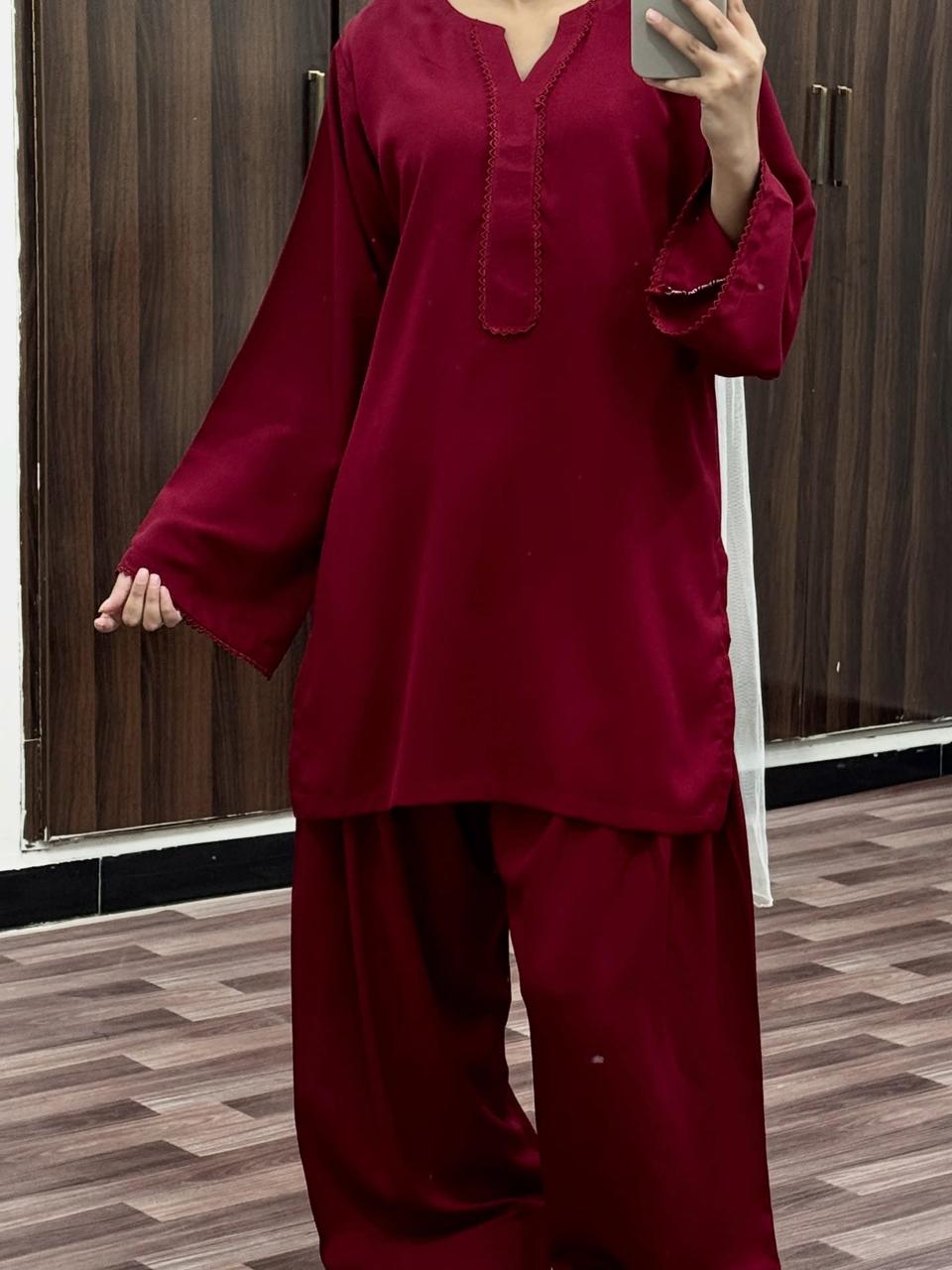 MEHROON SET ( FARSHI SHALWAR )