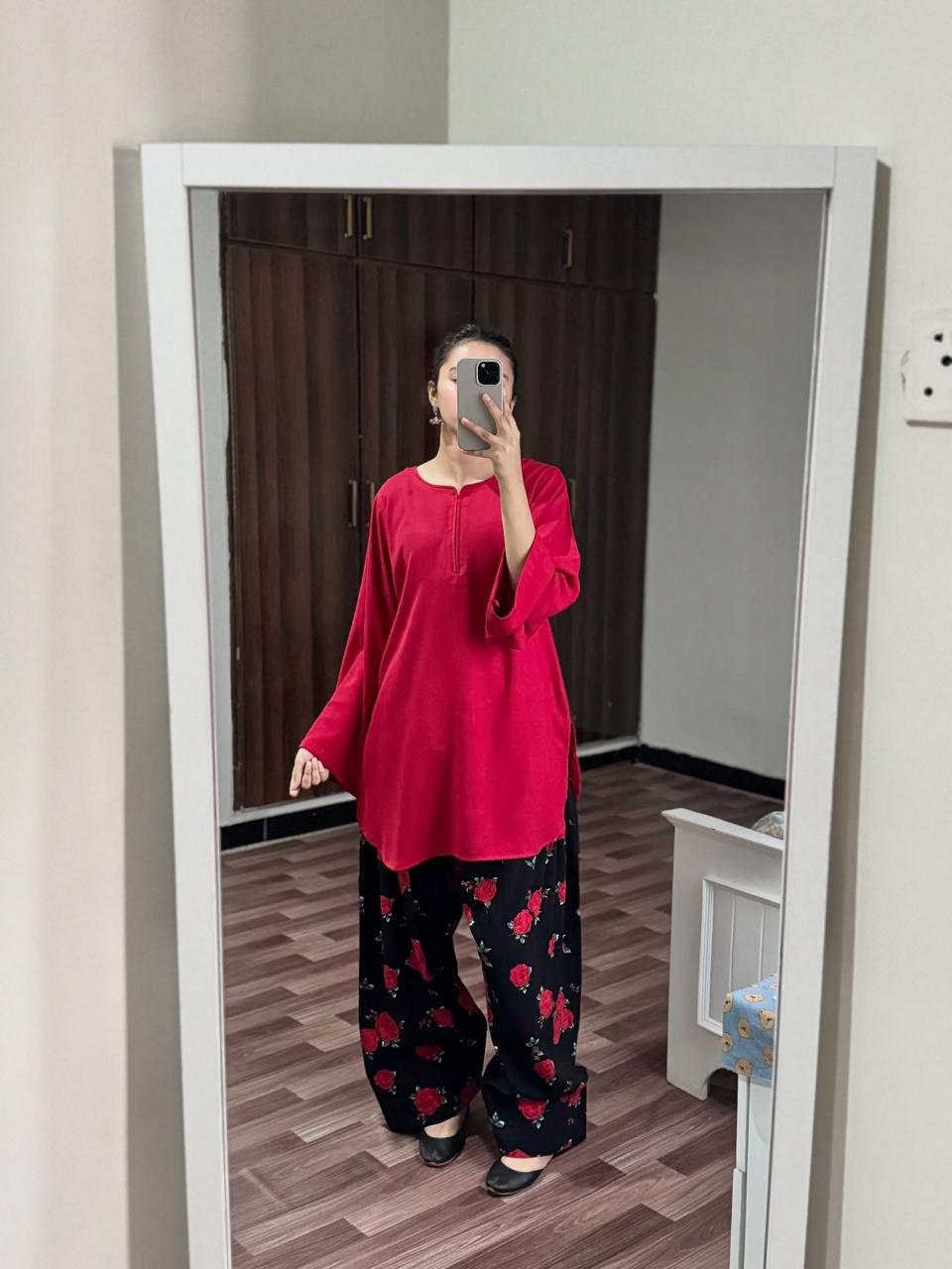 RED FLORAL SET ( FARSHI SHALWAR )