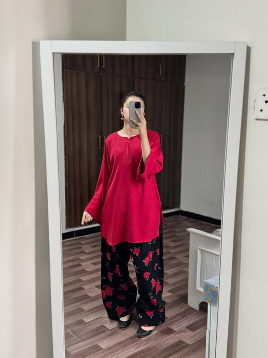 RED FLORAL SET ( FARSHI SHALWAR )