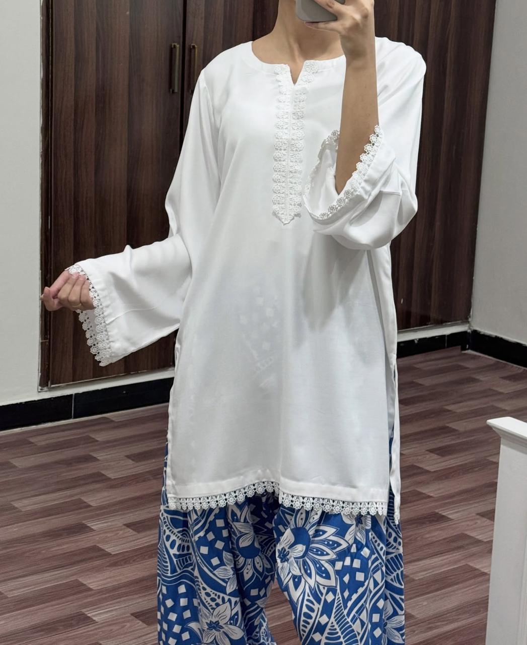 BLUE/WHITE SET ( FARSHI SHALWAR )