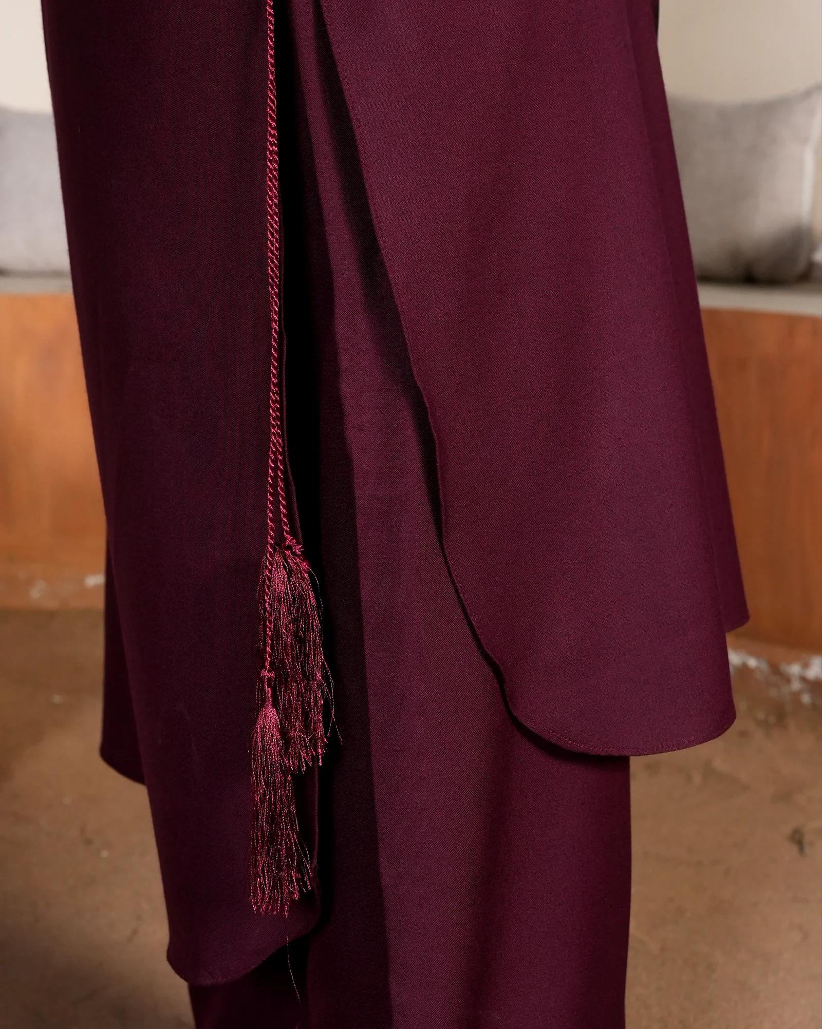 SOLID MEHROON DHANAK SET