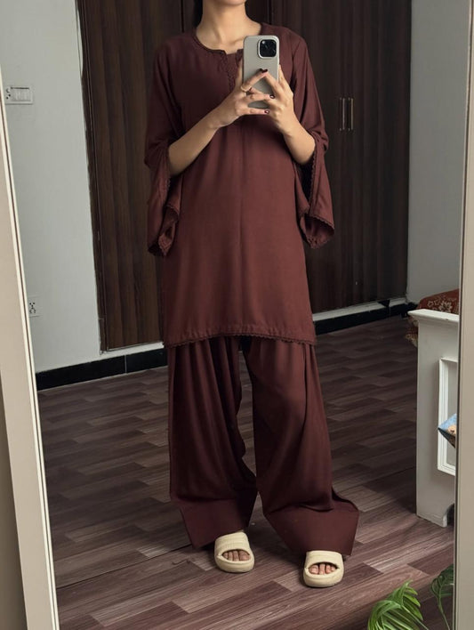 SHEEN BROWN SET ( FARSHI SHALWAR )